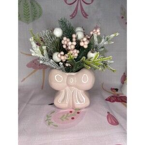 Winter Bouquet in Pink Bow Vase